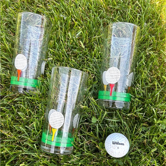 Vintage 19th Hole Golfing Green Tee highball Beverage Cocktail Beer Glasses - Picture 5 of 9